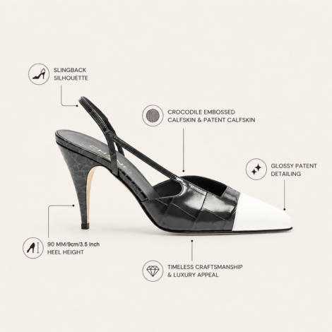 Croc Embossed Slingback Pumps