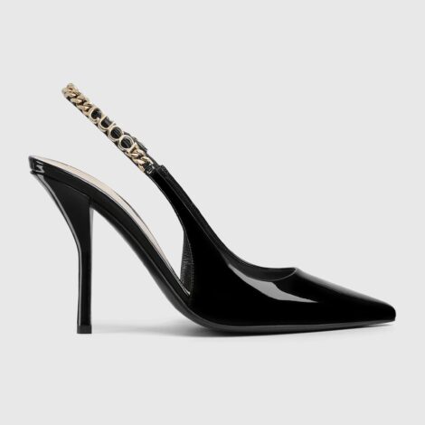 Luxury Patent Leather Chain-Link Pumps