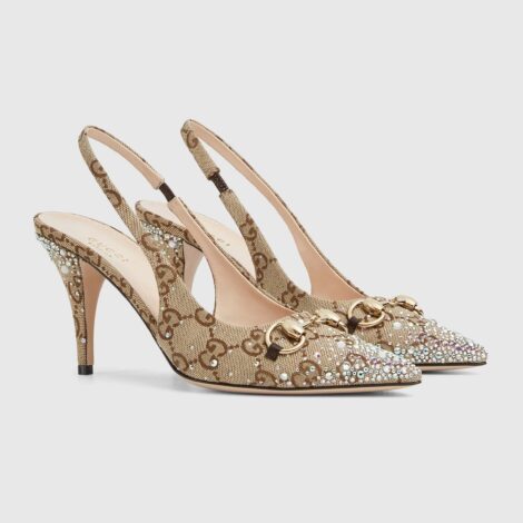 Horsebit Canvas Backstrap Heels