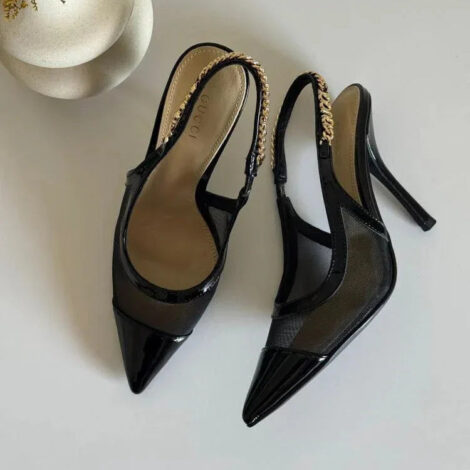 Mesh High Heel Slingbacks