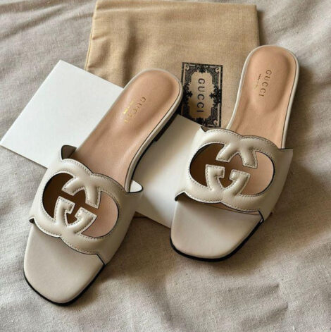 Stylish Cut-Out Leather Slide Sandals