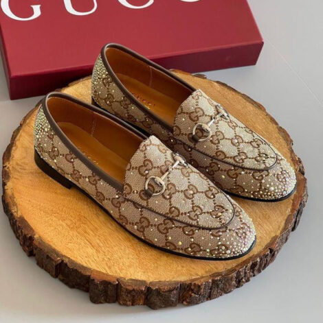 Crystal Embellished Canvas Loafers - Faizah Outlet