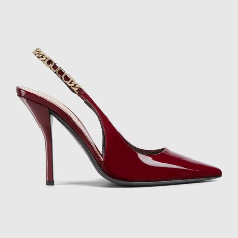 Luxury Patent Leather Chain-Link Pumps